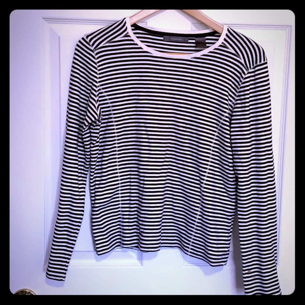 Liz Claiborne striped long sleeve pullover shirt